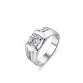Platinum-Plated 925 Sterling Silver Solid Moissanite Men's Ring, Boss Style, Precision Crafted for E-commerce-0-3
