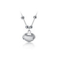 wholesale S925 silver small and fresh retro longevity lock necklace for women, elegant silver bean bean small lucky lock neck chain D6418-0-4