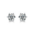wholesale S925 Sterling Silver Minimalist Luxury Earrings for Women, Elegant Wedding Fashion Premium Moissanite Simple Six-Prong Stud Earrings-0-7