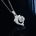 S925 Sterling Silver Moissanite Dolphin Pendant Necklace, Cross-Border Wholesale-0-1