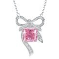 wholesale S925 Sterling Silver New Royal Luxury Style Bow Pendant 10*10 Inlaid Elegant Necklace-0-4