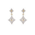 wholesale S925 Silver European-style New Split-color Hollow Diamond Earrings, Versatile and Elegant Fashion Accessories, Ready Stock for Wholesale-0-0