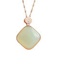 wholesale 925 silver rose gold-plated square natural Hetian jade pendant necklace with certificate, cheongsam, Hanfu, and antique-style accessories-0-4