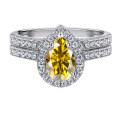wholesale S925 Sterling Silver 15ct Pear-Shaped Moissanite Ring Set for Women High-End Stackable Rings Jewelry for Men-0-9