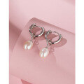 wholesale 925 Sterling Silver European and American Fashion Water Drop Freshwater Pearl Earrings for Women, Small Niche Design High-End Sense Ear Clips Versatile Stud Earrings-0-0