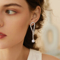 wholesale S925 sterling silver gold-plated ultra-sparkling zirconia drop earrings, manufacturer wholesale-SE86-GP>925 silver