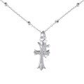 wholesale S925 Sterling Silver Korean and Japanese Light Luxury Cross Pendant Necklace with Zirconia Inlay, Hip-Hop Collarbone Chain for Women, Exuding a Sense of Sophistication-0-5