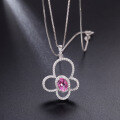 wholesale S925 Sterling Silver New Butterfly Necklace with Natural Black Garnet and Pink Topaz Pendant Sweet Gift-0-3