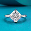 wholesale S925 Silver Ring with Sparkling Asscher Cut 8*8mm White Simulated Diamond for Women, Ladies' Gift Live-0-0