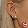 wholesale S925 Sterling Silver Diamond-Accented Minimalist Floral Ear Cuff and Stud Set-0-1