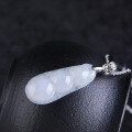 wholesale 925 Silver Wholesale Vintage Style Certified Ice Glutinous Type A Jadeite Bean Pendant Necklace Natural Jade Pendant-0-6