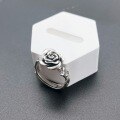 wholesale S925 Sterling Silver Korean Style Fresh and Simple Floral Rose Design Creative Leaf and Branch Open Adjustable Ring-0-6