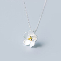 wholesale S925 Silver Flower Collarbone Necklace Sweet Korean Style Wholesale Ladies Silver Jewelry Accessories Short Necklace D0440-S925 Silver Earrings 925 Silver
