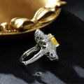 wholesale Metal material, 3ct chubby square ice flower cut light yellow 8*9o ring for women,/-0-1