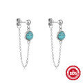 wholesale 925 Sterling Silver New Turquoise Bead Tassel Earring Ear Wire Ear Stud French Style Hot Sale-0-6