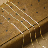 wholesale 925 Silver Gold Plated Minimalist Japanese Single-Row Zircon Bracelet for Women, Dainty Stackable Thin Chain Jewelry Wholesale-Ultra-fine diamond bracelet 925 silver
