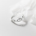 wholesale S925 Silver Pig Nose Chain Ring Hollow-Out Fashion Minimalist Style Open-End Tail Ring R00403-0-2