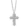 wholesale S925 Sterling Silver Full Diamond Brilliant Cross Pendant Women's Fashion Versatile Piece Heart Necklace for Women-0-4