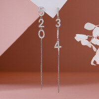 wholesale Metal cross earrings for women, small and unique design, trendy and slimming tassel ear thread, luxurious and elegant, hundreds of ear accessories-xb1378-white gold