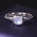 wholesale S925 Sterling Silver Gold-Plated Light Luxury Style Natural Moonstone Ring, Cream Blue Moonstone Ring for Women-0-1