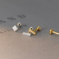 wholesale S925 Sterling Silver Diamond-Inlaid Square Threaded Stud Earrings with Ins Style Design for Women M03229-0-3