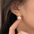 wholesale S925 Sterling Silver Cute and Chic Fried Egg Stud Earrings Women's Japanese Style New Minimalist Fresh Versatile High-end Earrings-0-2