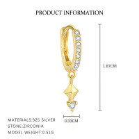 wholesale S925 Sterling Silver Minimalist Zircon Earrings For Women, French-inspired Light Luxury Fashion, Unique European Design-E5175-Gold/Pair 925 Silver