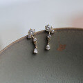wholesale 9K Gold Angel's Tear Zircon Inlaid Vintage Japanese Mini Stud Earrings-0-0