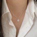 wholesale S925 Sterling Silver Korean Version Simple and Fashionable Delicate Fresh Heart-shaped Pendant Necklace for Women-0-2