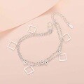 wholesale S925 silver square bead bracelet for women students, personalized fashion geometric double-layer accessory, popular live streaming hand jewelry-0-3