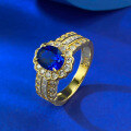 wholesale S925 Silver New Style French Bezel-Set Simulated Sapphire 6*8 Oval Romantic Fashion Ring-0-2