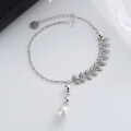 wholesale S925 Sterling Silver Wheat Freshwater Pearl Necklace Tassel Pendant Chain Bracelet Set Ins Fashion Light Luxury Jewelry-0-2