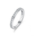 S925 Silver Moissanite Ring Geometric Full-Circle Stacking Ins Pinky Ring-0-4