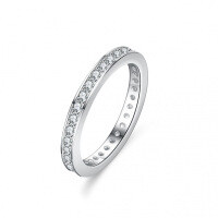 S925 Silver Moissanite Ring Geometric Full-Circle Stacking Ins Pinky Ring-Set with moissanite  US No. 4