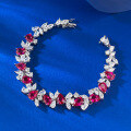 wholesale S925 silver jewelry live new style luxury pave full diamond pigeon blood red bracelet with high-end festive exquisite elegance-0-5