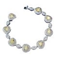wholesale S925 Sterling Silver One-Carat Heart-Shaped Yellow Diamond Bracelet for Women, Fully Pavé-Set with Diamonds, Live Streaming Hot Seller-0-4