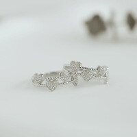 wholesale S925 Sterling Silver Red Elk All-Over Dual Ring Minimalist Heart French Light Luxury Commuter Ring for Women-BZ0508-White Gold US Size 8