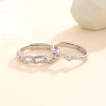 wholesale Pure Silver Niche Design Branch with Blossoming Leaves Couple Rings Engravable for Valentine's Day Gift, His and Hers-0-3