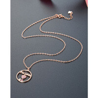 wholesale S925 silver rose gold-plated diamond-encrusted heart pendant necklace, NICEME romantic sweet Korean and Japanese style wholesale-Rose gold necklace>925 silver