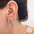 wholesale S925 Sterling Silver Diamond-Studded Cross Ear Cuff,-0-2