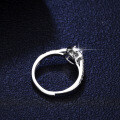 Silver Moissanite Ring Women Round Halo Flash Diamond-0-1