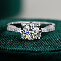 S925 Silver 18K Gold Moissanite Engagement Ring for Women, Bull Head Design-50 points (D color moissanite)  Hong Kong code 15