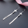 wholesale S925 Sterling Silver Korean Style New Small Fresh Women's Earrings Rhombus Long Tassel Viral Ear Wholesale-0-5
