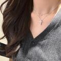 wholesale 925 Sterling Silver Fully Diamond-Cross Pendant Necklace with Exquisite Sparkling Diamonds, Luxury Minimalist Design Layering Collarbone Chain for Women-0-4