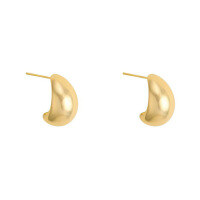 wholesale S925 Sterling Silver Smooth Bean Stud Earrings Fashion Minimalist Niche Design High-end Aesthetic Cold Tone Earrings-Gold>925 silver
