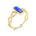 wholesale 925 Silver Japanese Vintage Aget* Royal Style Natural Labradorite Lapis Lazuli Rope Reversible Double-sided Ring-0-1