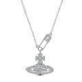 Sterling Silver Saturn Full Diamond Pendant Necklace, Trendy Ins Fashion Statement Gift-0-5