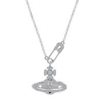 Sterling Silver Saturn Full Diamond Pendant Necklace, Trendy Ins Fashion Statement Gift-S925 Sterling Silver KC-4102 925 Silver