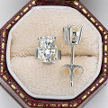 Sterling Silver Square Moissanite Stud Earrings for Women-0-10