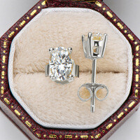 Sterling Silver Square Moissanite Stud Earrings for Women-Style H [Clearance Sale - Free Shipping] White Gold  925 Silver